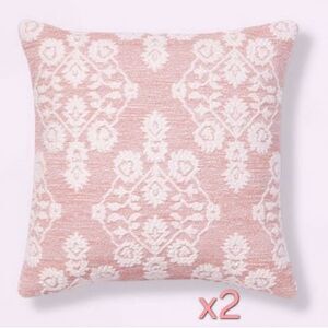 Gauri Kohli ‘’Rouche’ Pillows x 2 Peach Pastel Decorative Pillow Set 18” x 18”